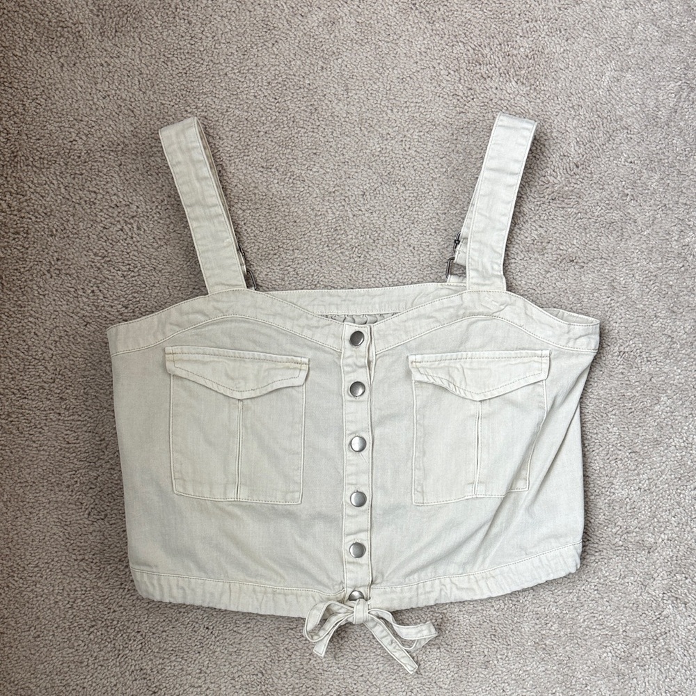 We The Free 100% Cotton Tan Crop Top